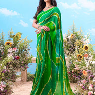 Green tie-dye georgette saree party wear