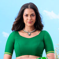 Green geometric georgette saree ethnic wear