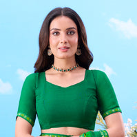  Green printed georgette saree 