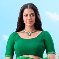 Green striped chiffon saree daily wear