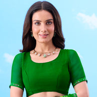 Green geometric printed georgette saree daily wear