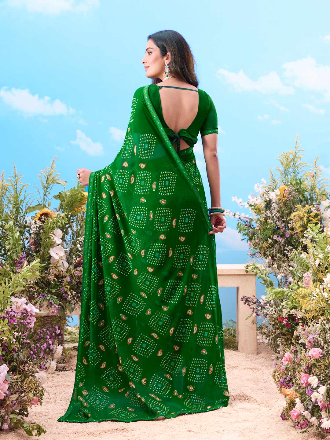 green self-textured cotton saree daily wear