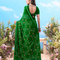 green self-textured cotton saree daily wear