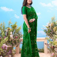 green all-over bandhani printed cotton saree ethnic wear
