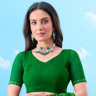 green self-textured cotton saree daily wear