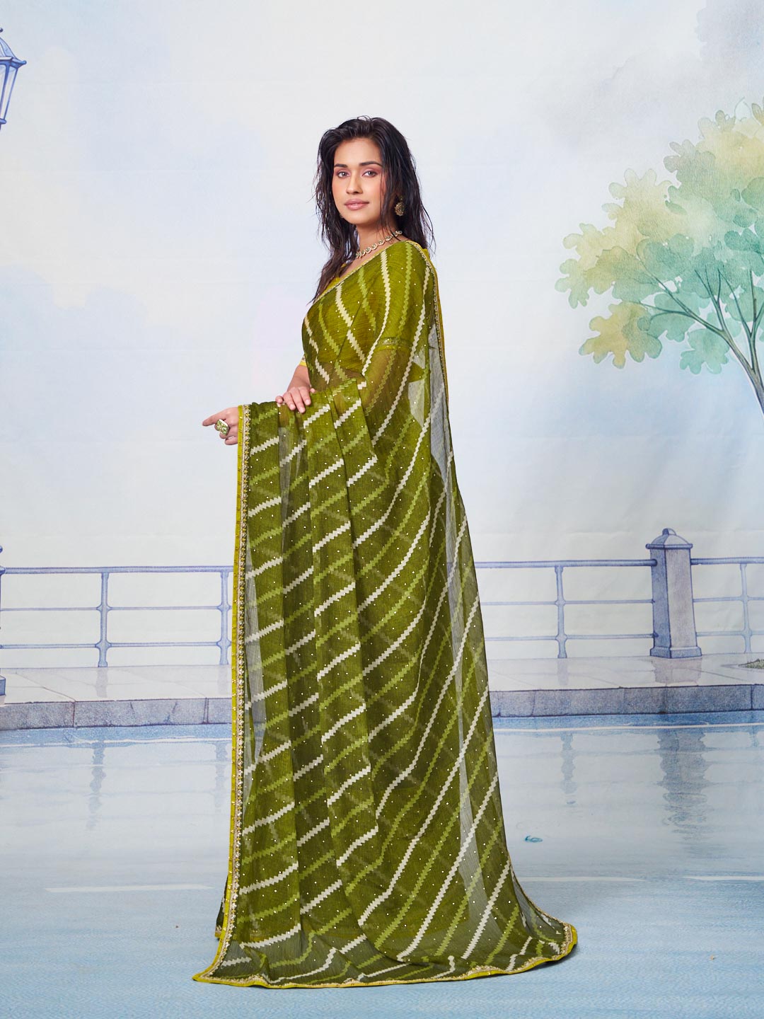leheriya print saree
