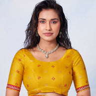 Red scattered motif body with red border featuring gold and silver patterned details chiffon saree ethnic wear
