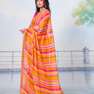  Orange glitter chiffon saree party wear