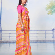  Orange sequined chiffon saree party wear