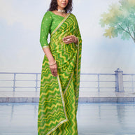 Green embellished chiffon saree party wear