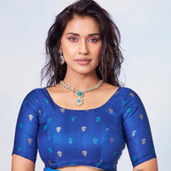 Blue bandhani printed chiffon saree festive wear