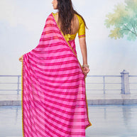 Laxmipati Tarang Pink Chiffon Leheriya Printed Saree