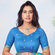 Blue embroidered chiffon saree festive wear