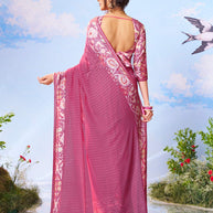 Laxmipati Andaaz Purple Georgette Floral Printed Saree
