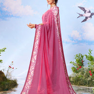 Purple floral printed georgette saree wedding wear