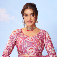 Purple floral printed georgette saree party wear