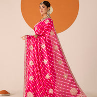 Laxmipati Ruchi Purple Silk Blend Embroidered Saree