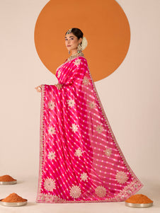 Laxmipati Ruchi Purple Silk Blend Embroidered Saree