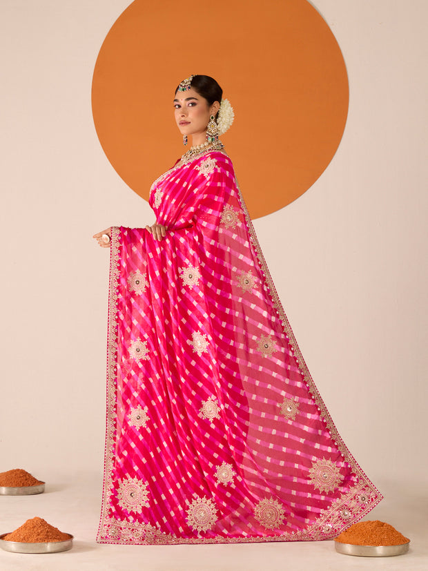 Laxmipati Ruchi Purple Silk Blend Embroidered Saree