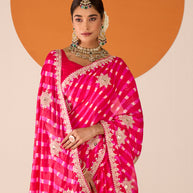 Laxmipati Ruchi Purple Silk Blend Embroidered Saree