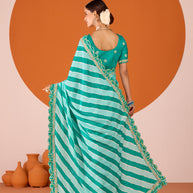 Laxmipati Ruchi Green Chiffon Embroidered Saree