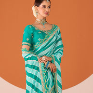 Laxmipati Ruchi Green Chiffon Embroidered Saree
