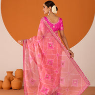 Laxmipati Ruchi Pink Tissue Organza Embroidered Saree
