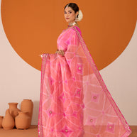 Laxmipati Ruchi Pink Tissue Organza Embroidered Saree