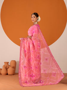Laxmipati Ruchi Pink Tissue Organza Embroidered Saree