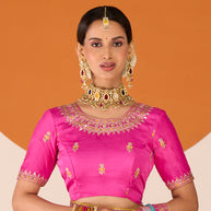 Laxmipati Ruchi Pink Chiffon Embroidered Saree