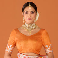 Laxmipati Ruchi Orange Chiffon Embroidered Saree