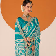 Laxmipati Ruchi Blue Chiffon Embroidered Saree