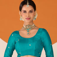 Laxmipati Ruchi Blue Chiffon Embroidered Saree