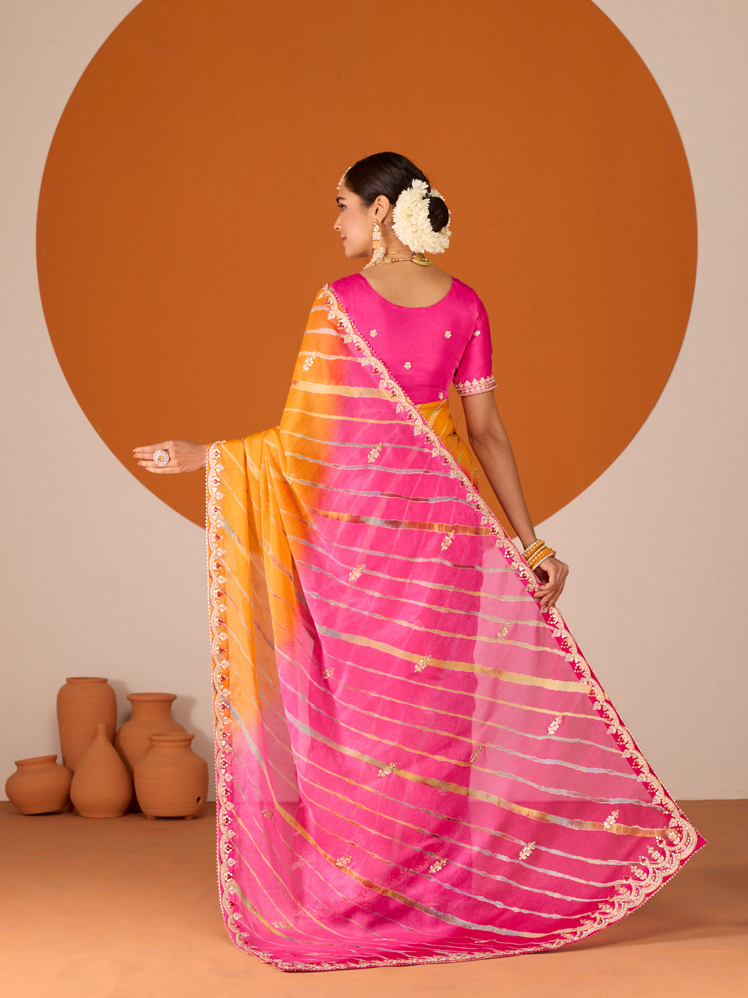 Laxmipati Ruchi Multicolor Chiffon Embroidered Saree