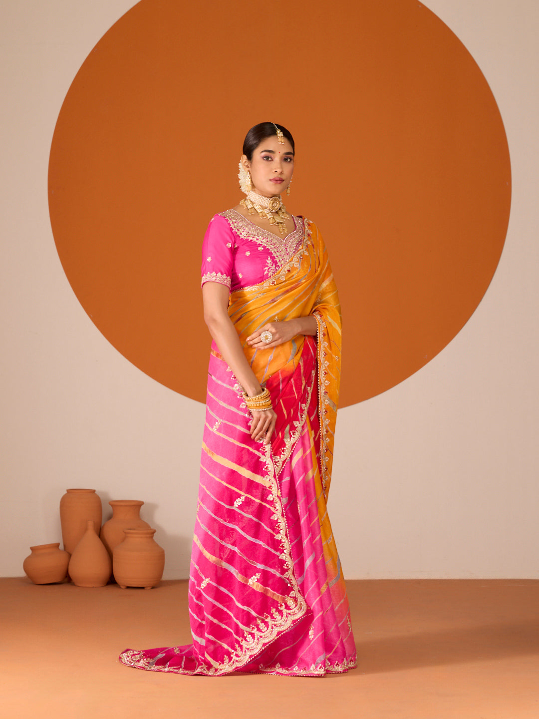 Laxmipati Ruchi Multicolor Chiffon Embroidered Saree