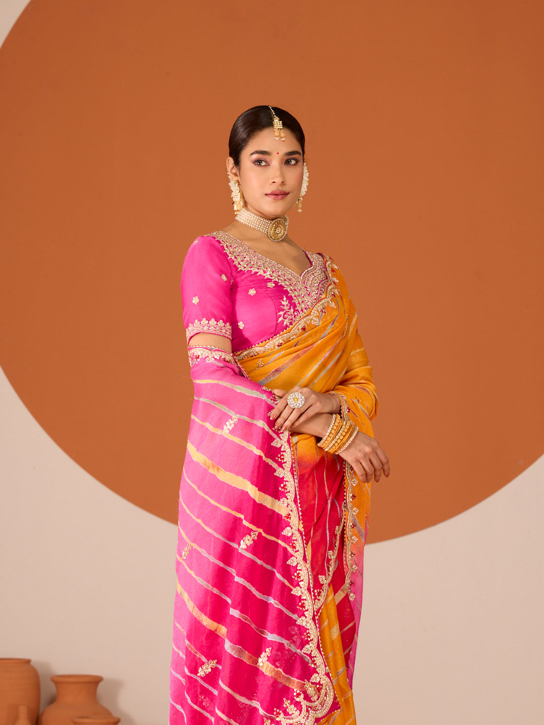 Laxmipati Ruchi Multicolor Chiffon Embroidered Saree