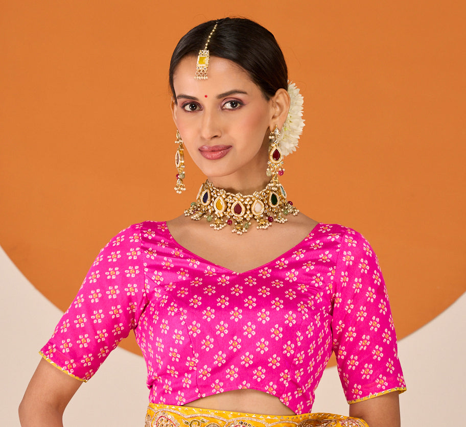 Laxmipati Ruchi Yellow Silk Blend Embroidered Saree