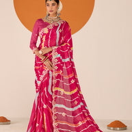 Laxmipati Ruchi Pink Silk Blend Embroidered Saree