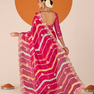 Laxmipati Ruchi Pink Silk Blend Embroidered Saree