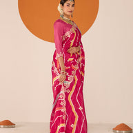 Laxmipati Ruchi Pink Silk Blend Embroidered Saree