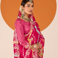 Laxmipati Ruchi Pink Silk Blend Embroidered Saree