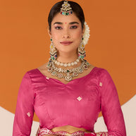 Laxmipati Ruchi Pink Silk Blend Embroidered Saree