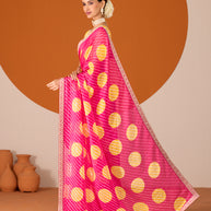 Laxmipati Ruchi Pink Chiffon Embroidered Saree