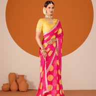 Laxmipati Ruchi Pink Chiffon Embroidered Saree