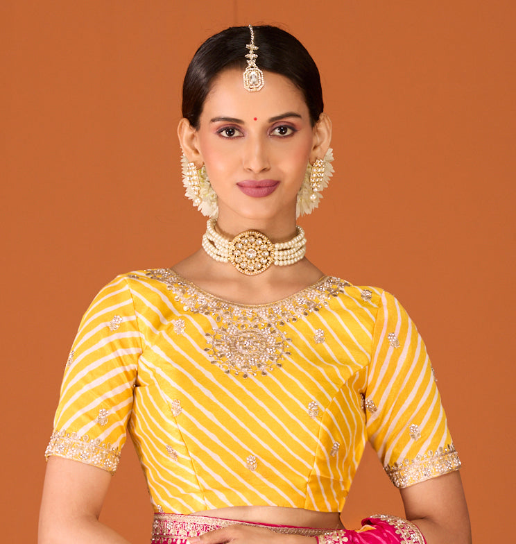 Laxmipati Ruchi Pink Chiffon Embroidered Saree