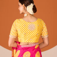 Laxmipati Ruchi Pink Chiffon Embroidered Saree