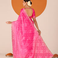 Laxmipati Ruchi Pink Chiffon Embroidered Saree