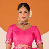 Laxmipati Ruchi Pink Chiffon Embroidered Saree