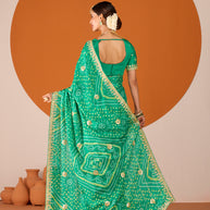 Laxmipati Ruchi Green Chiffon Embroidered Saree