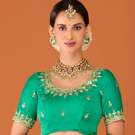 Laxmipati Ruchi Green Chiffon Embroidered Saree